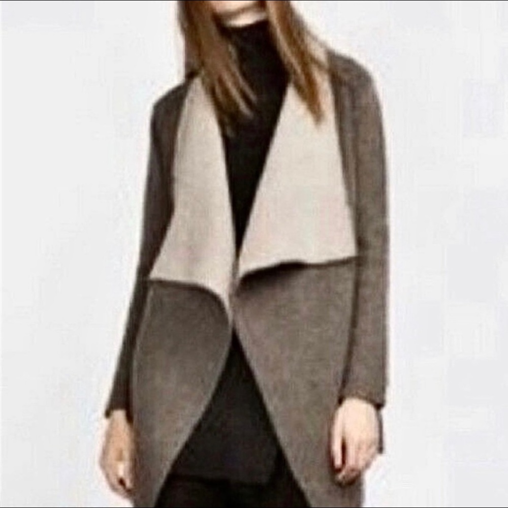 Zara Knit Wool Blend Open Cardigan Duster Sweater